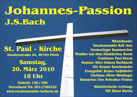 Plakat Joh. Passion Fürth