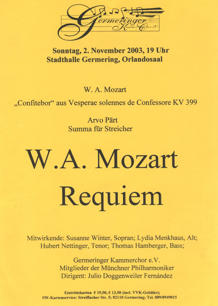 Plakat Mozart Requiem 2003