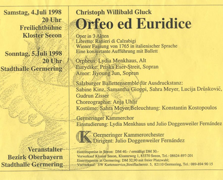 Plakat Orfeo ed Euridice