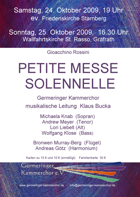 Plakat Petite Messe Solennelle 2009