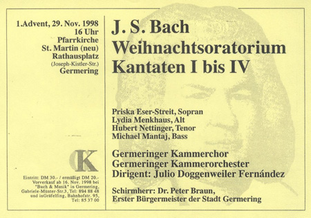 Plakat Weihnachstoratorium 1998